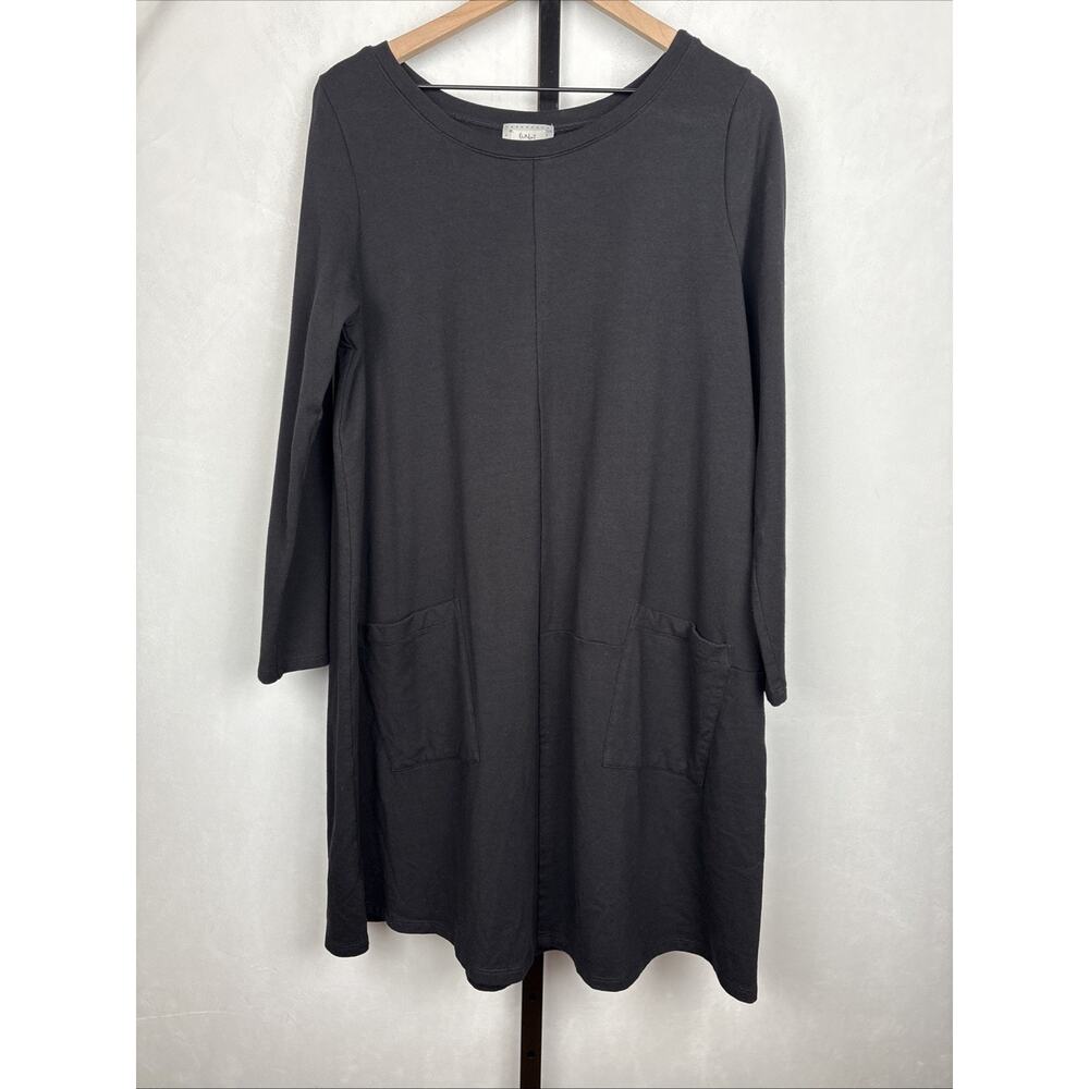 Chalet et Ceci‎ Peggy Dress Women's Medium Black Pockets Art To Wear Lagenlook